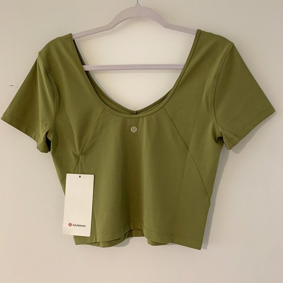 lululemon athletica Tops - Lululemon Align™ T-Shirt Bronze Green Yoga Workout Crop Top Short Sleeve NEW